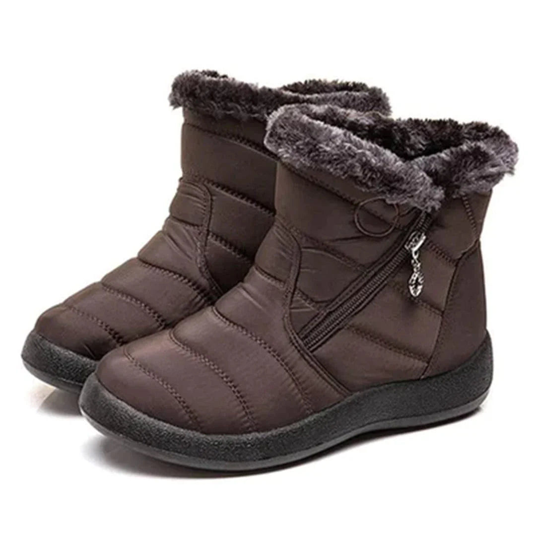 Women's Quilted Waterproof Snow Boots Side-Zip