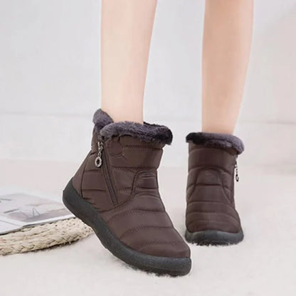 Women's Quilted Waterproof Snow Boots Side-Zip
