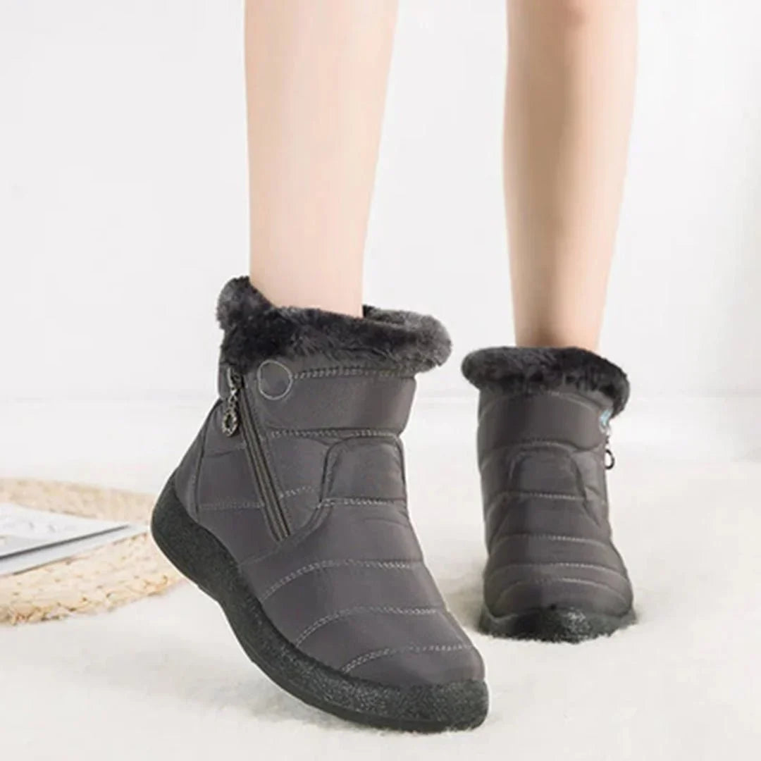 Women's Quilted Waterproof Snow Boots Side-Zip