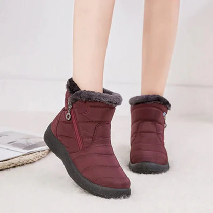 Women's Quilted Waterproof Snow Boots Side-Zip