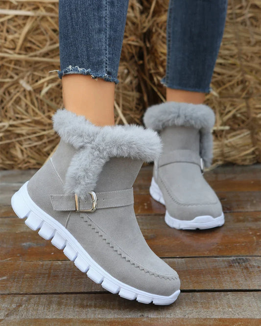 Women's Winter Snow Boots Fur-Lined Round Toe