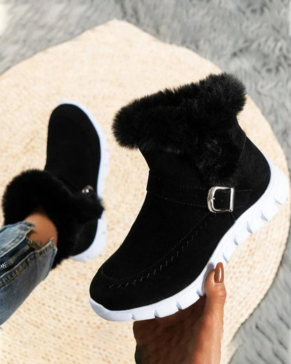Women's Winter Snow Boots Fur-Lined Round Toe
