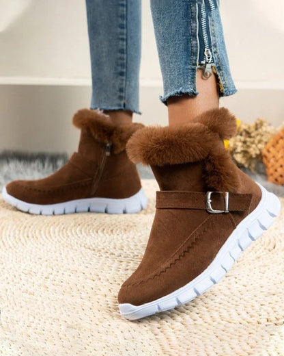 Women's Winter Snow Boots Fur-Lined Round Toe