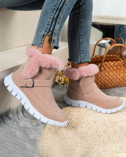 Women's Winter Snow Boots Fur-Lined Round Toe