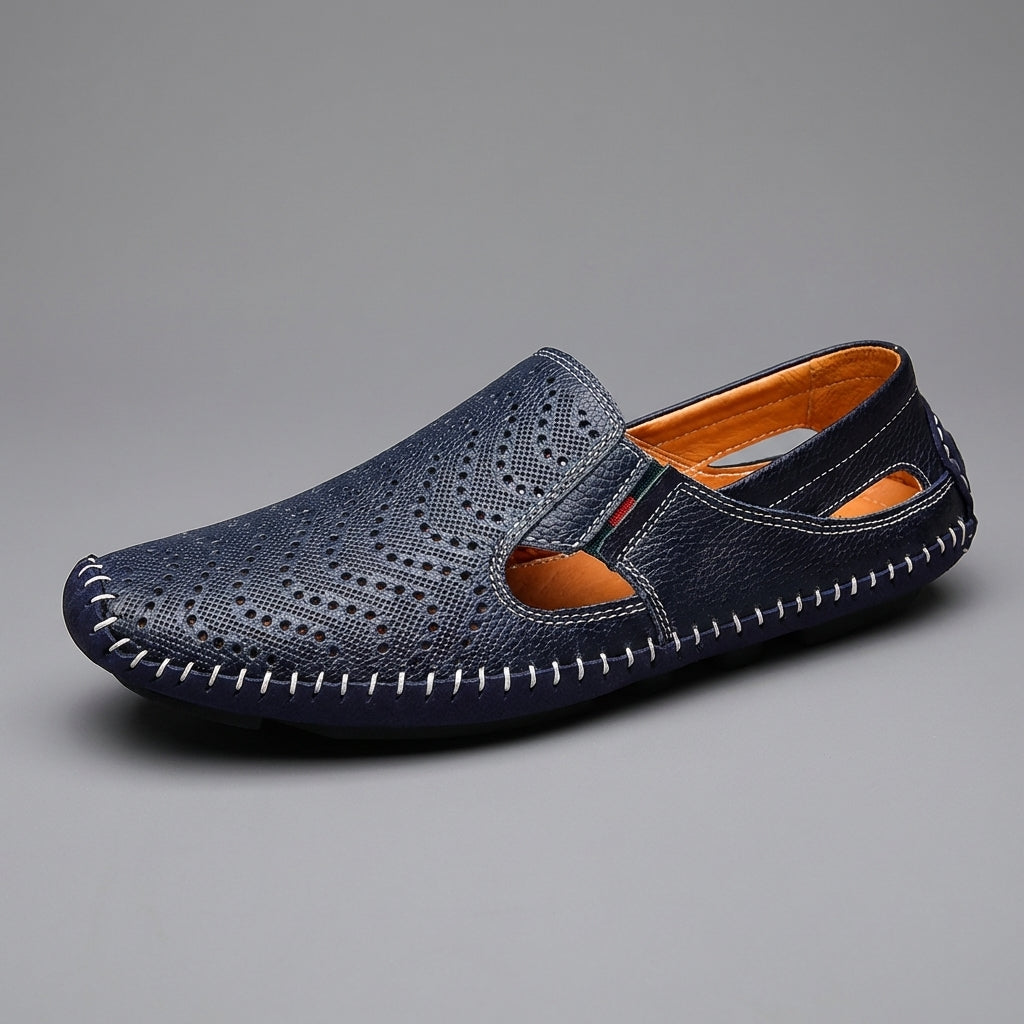 Men's Leather Sandals - Slide Summer Casual Sandals
