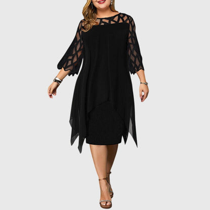 Soletta | Chiffon Midi Dress with Lace Sleeves Wedding Guest Style