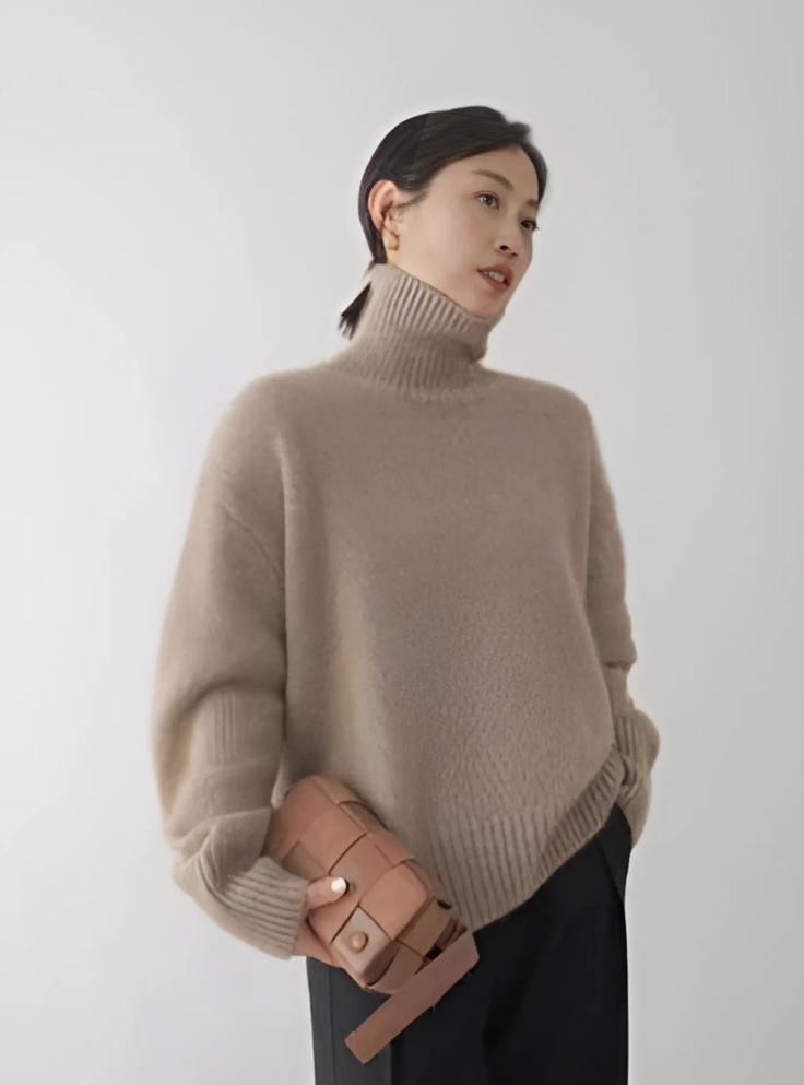 Women's Ribbed Turtleneck Sweater – Long Sleeve
