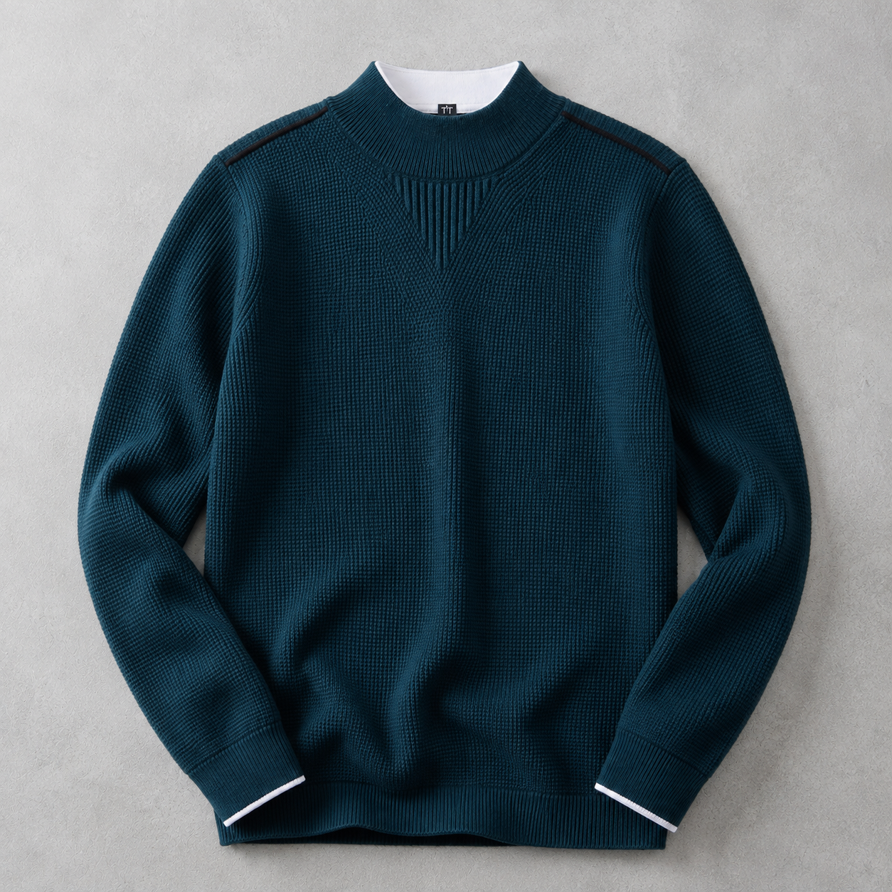 Men's Mock Neck Sweater - Waffle Knit Casual Pullover