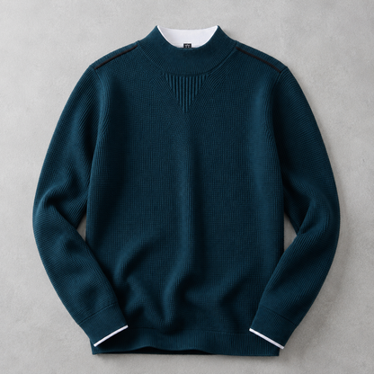 Men's Mock Neck Sweater - Waffle Knit Casual Pullover