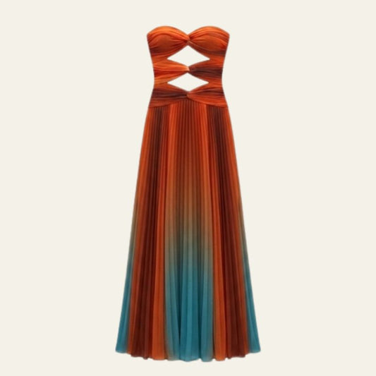 Una | Women's Wedding Guest Cut-Out Ombré Maxi Dress — Formal