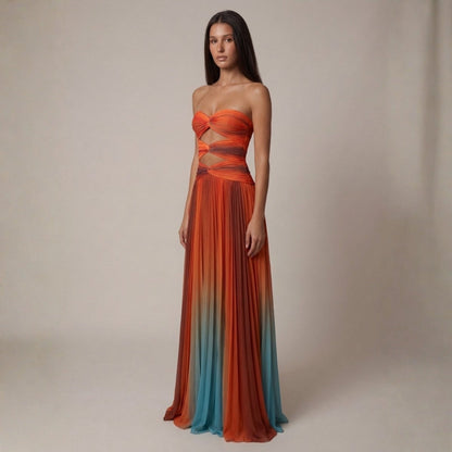 Una | Women's Wedding Guest Cut-Out Ombré Maxi Dress — Formal