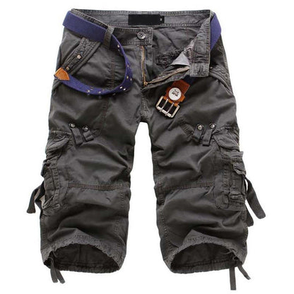Utility Cargo Shorts with Adjustable Belt and Functional Flap Pockets