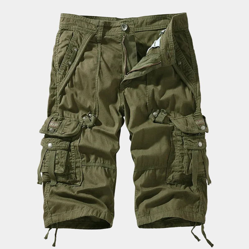 Utility Cargo Shorts with Adjustable Belt and Functional Flap Pockets