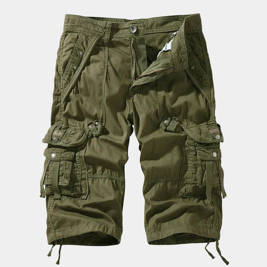 Utility Cargo Shorts with Adjustable Belt and Functional Flap Pockets