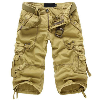 Utility Cargo Shorts with Adjustable Belt and Functional Flap Pockets