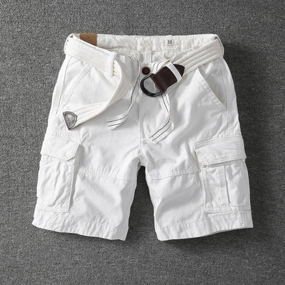 Utility Twill Cargo Shorts with Web Belt and Secure Flap Pockets