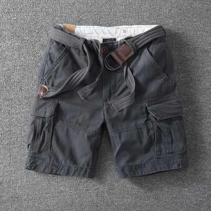Utility Twill Cargo Shorts with Web Belt and Secure Flap Pockets