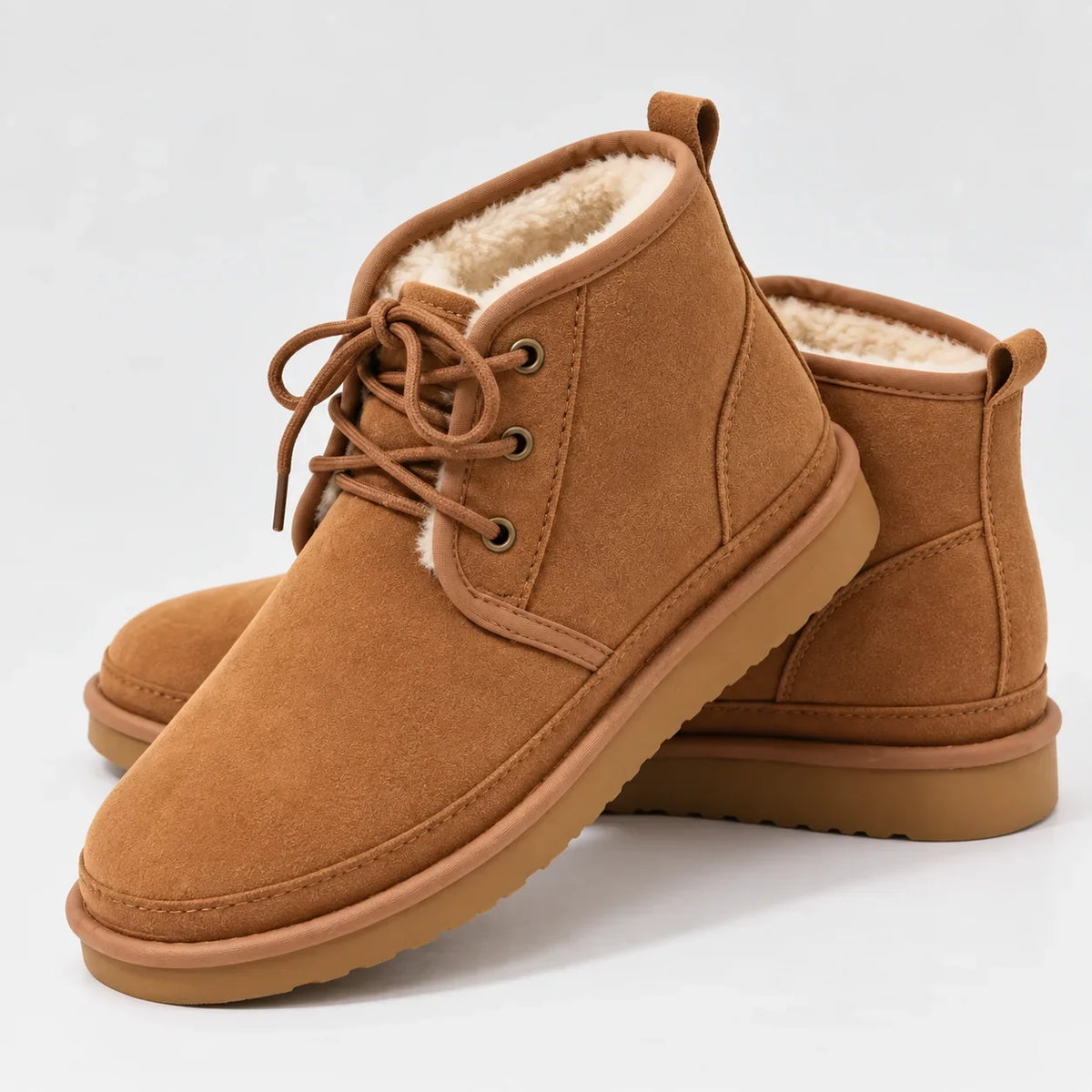 Women's Faux Fur-Lined Suede-Look Lace-Up Ankle Boots