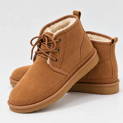 Women's Faux Fur-Lined Suede-Look Lace-Up Ankle Boots