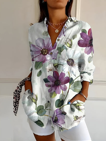 Maishie | Women's Casual Floral Blouse with Button Front Style