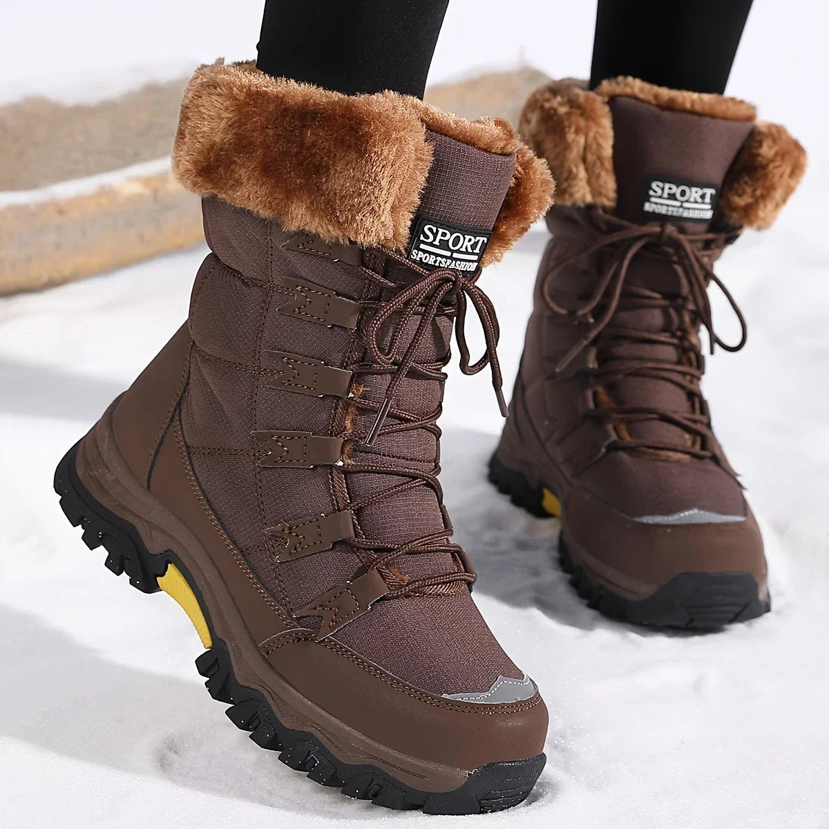 Women's Insulated Snow Boots Lace-Up Faux Fur Lining