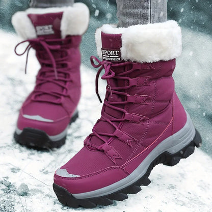 Women's Insulated Snow Boots Lace-Up Faux Fur Lining