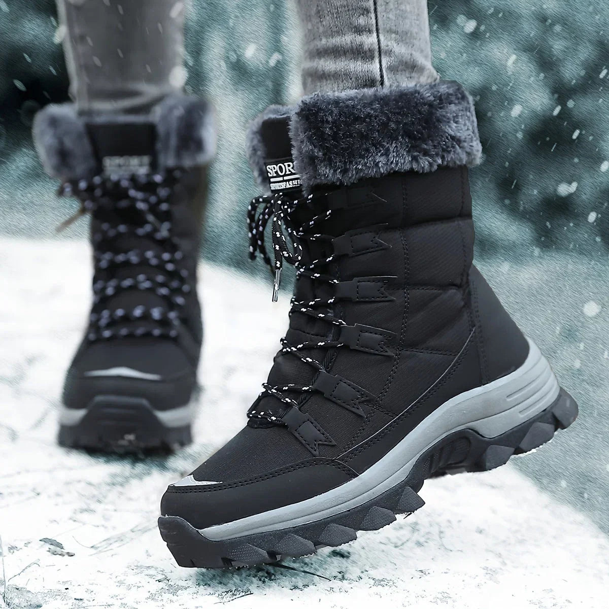 Women's Insulated Snow Boots Lace-Up Faux Fur Lining