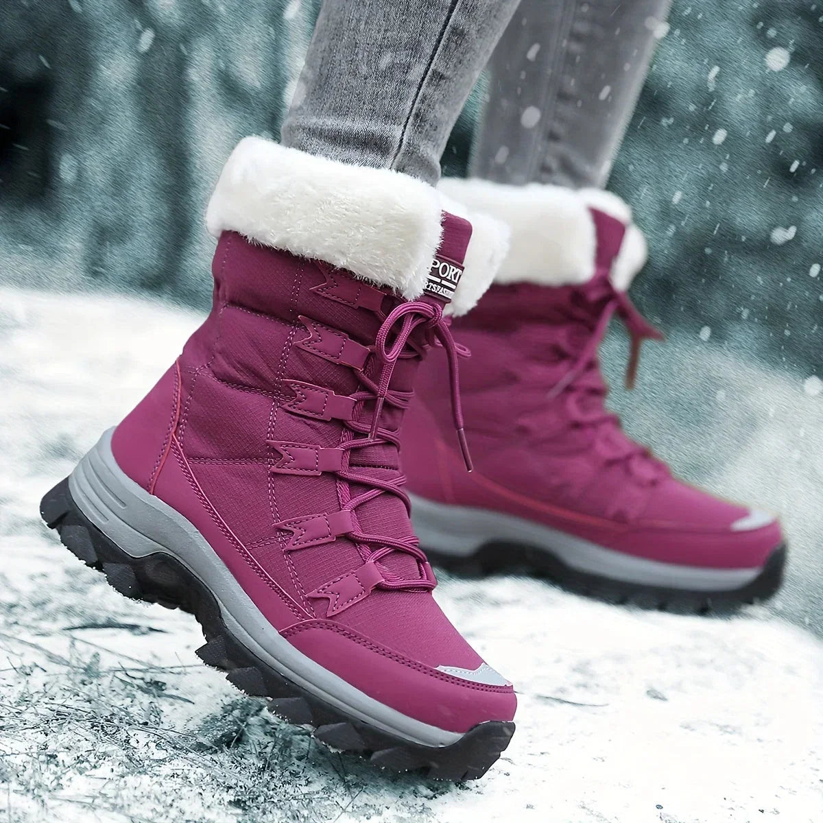 Women's Insulated Snow Boots Lace-Up Faux Fur Lining