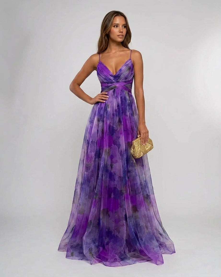 Vesperana | Pleated Floral Maxi Dress Wedding Guest Boho Style