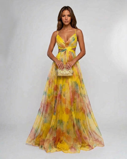 Vesperana | Pleated Floral Maxi Dress Wedding Guest Boho Style