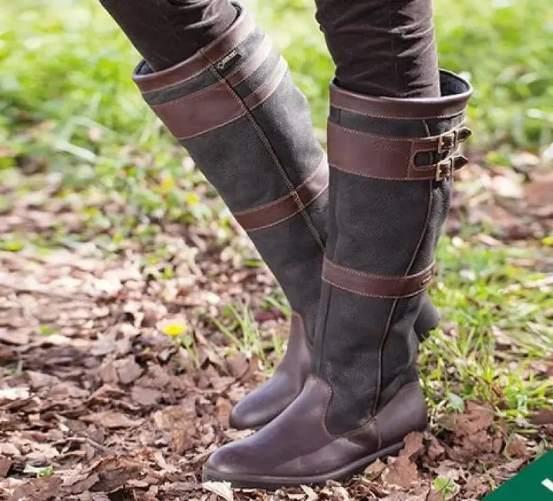 Women's Waterproof Knee-High Boots Buckle Pull-On