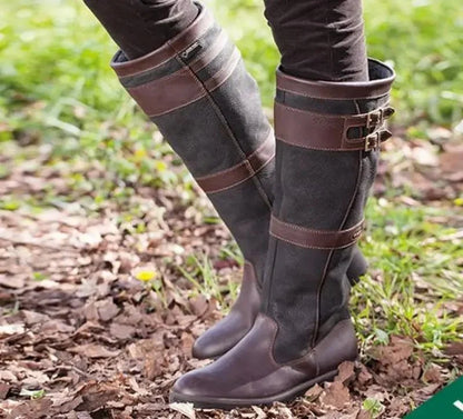 Women's Waterproof Knee-High Boots Buckle Pull-On
