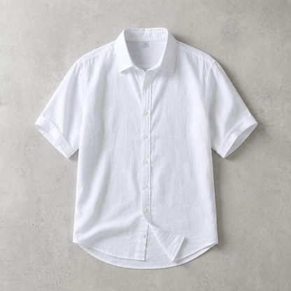 Men's Linen Shirt - Short Sleeve Casual Button Down