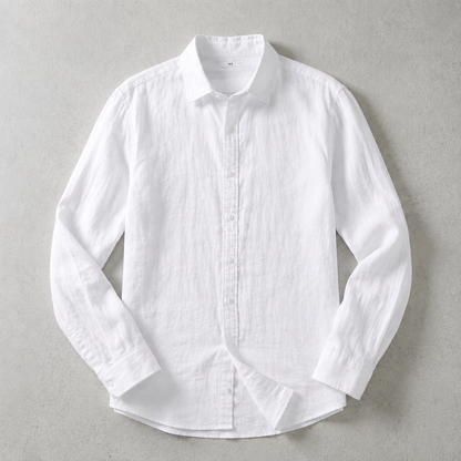 Men's Linen Shirt - Long Sleeve Casual Button Down