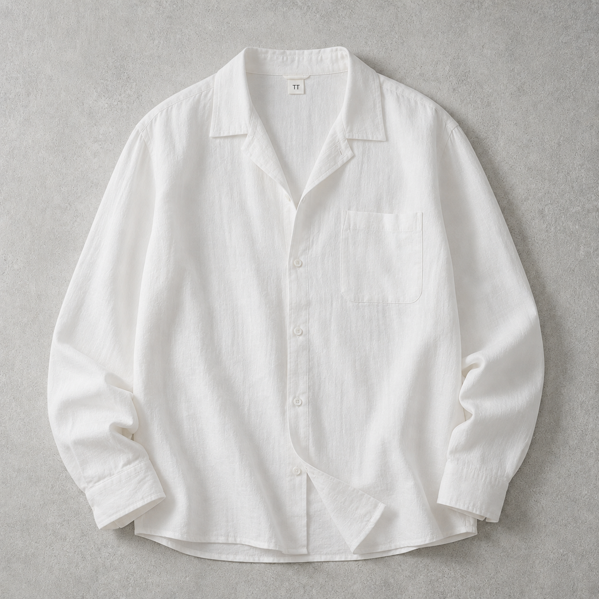 Men's Camp Collar Shirt - Linen Look Short Sleeve Casual Shirt