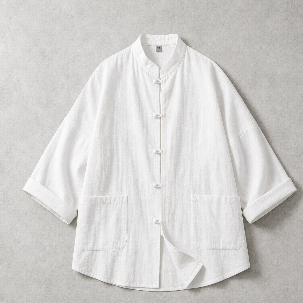 Men's Overshirt - Stand Collar Button Front Casual Shirt