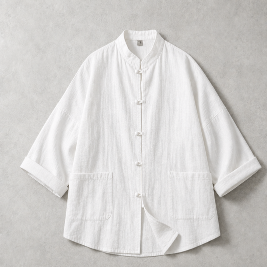 Men's Overshirt - Stand Collar Button Front Casual Shirt