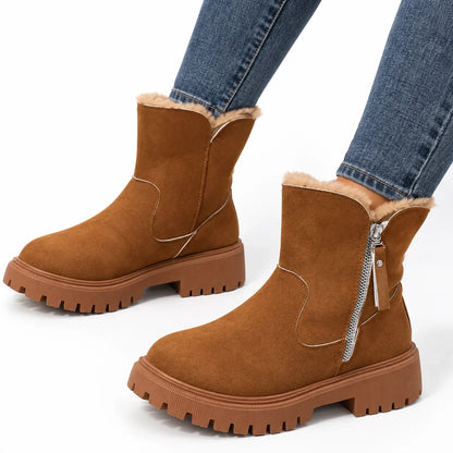 Women's Winter Ankle Boots Faux Fur-Lined Lug Sole
