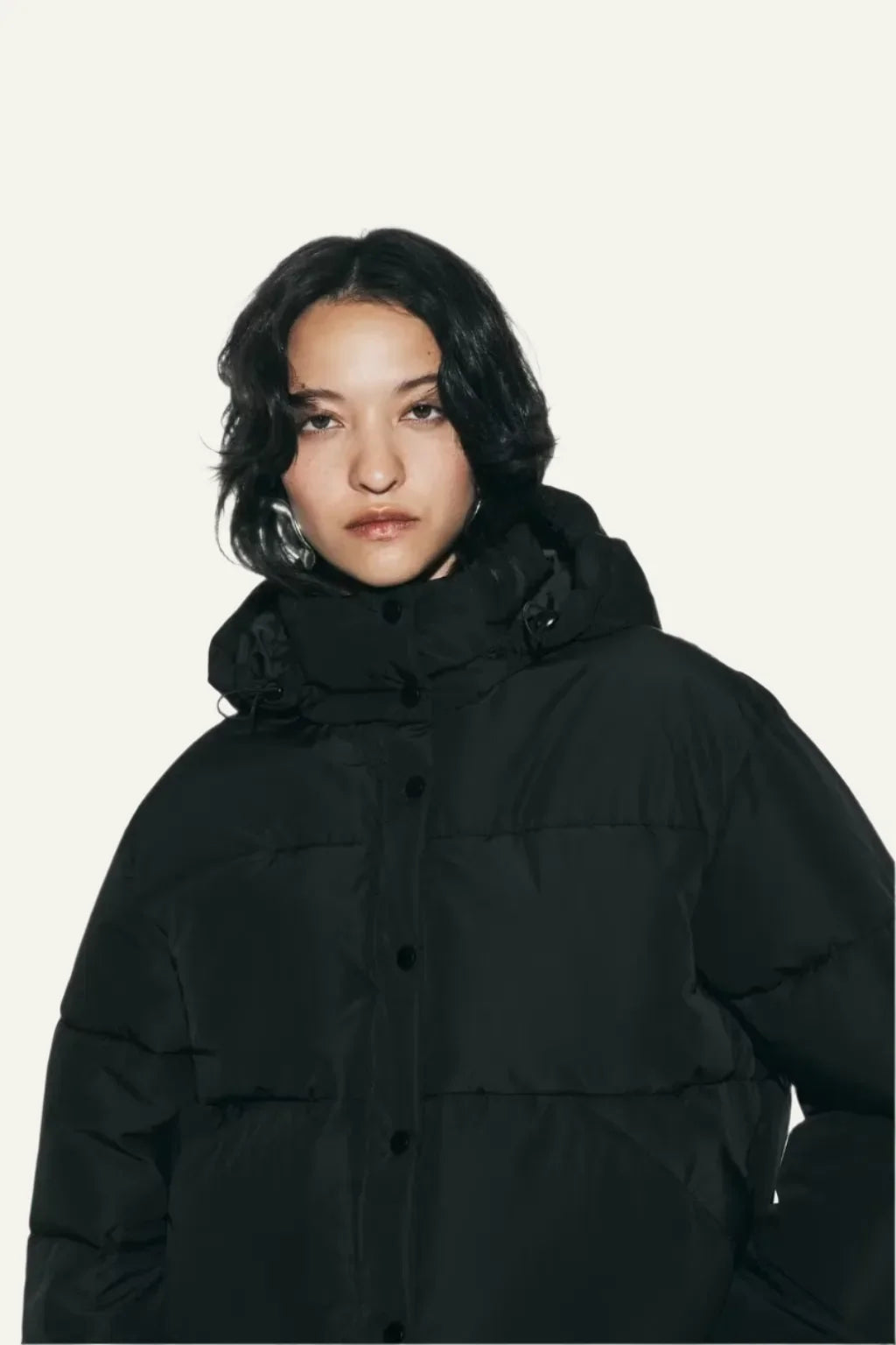 Women's Black Puffer Jacket - Lightweight Hooded Winter Coat