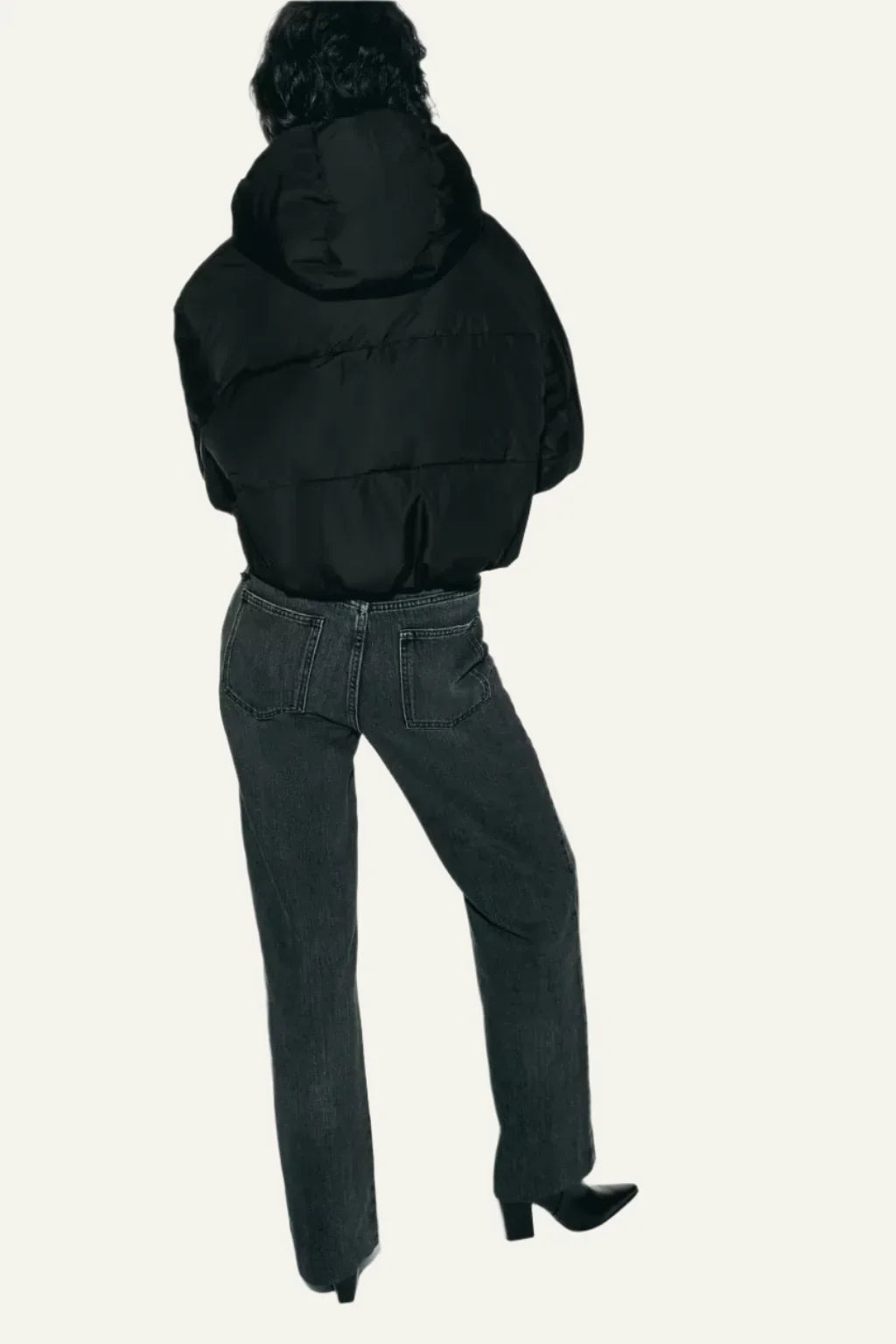 Women's Black Puffer Jacket - Lightweight Hooded Winter Coat