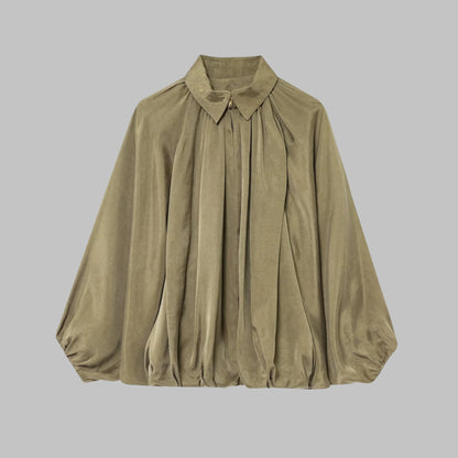 Women’s Oversized Bomber Jacket - Puffed Batwing Sleeve