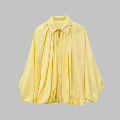 Women’s Oversized Bomber Jacket - Puffed Batwing Sleeve