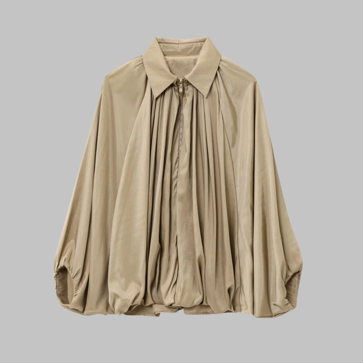 Women’s Oversized Bomber Jacket - Puffed Batwing Sleeve