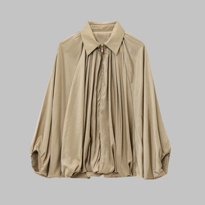 Women’s Oversized Bomber Jacket - Puffed Batwing Sleeve