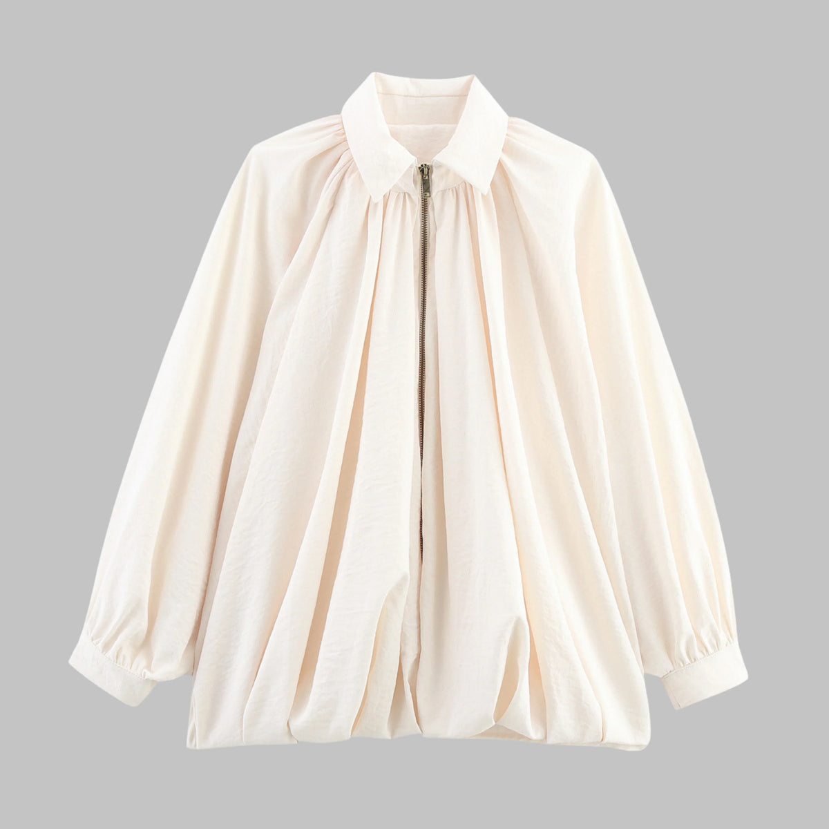 Women’s Oversized Bomber Jacket - Puffed Batwing Sleeve