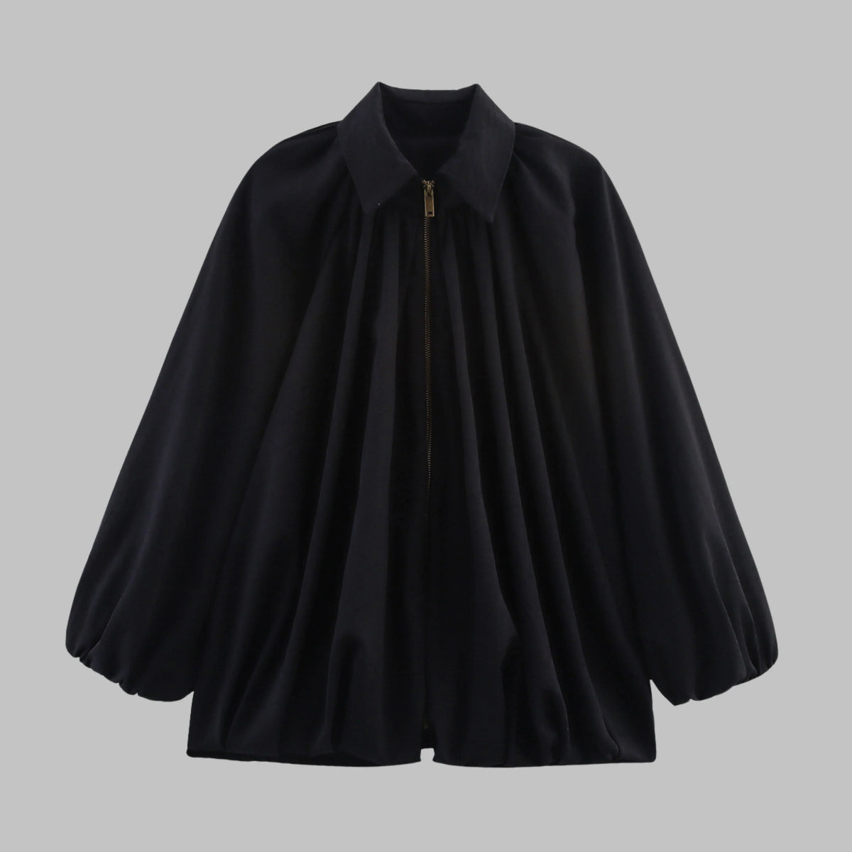 Women’s Oversized Bomber Jacket - Puffed Batwing Sleeve