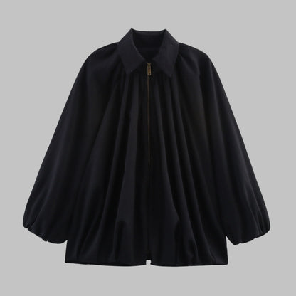 Women’s Oversized Bomber Jacket - Puffed Batwing Sleeve