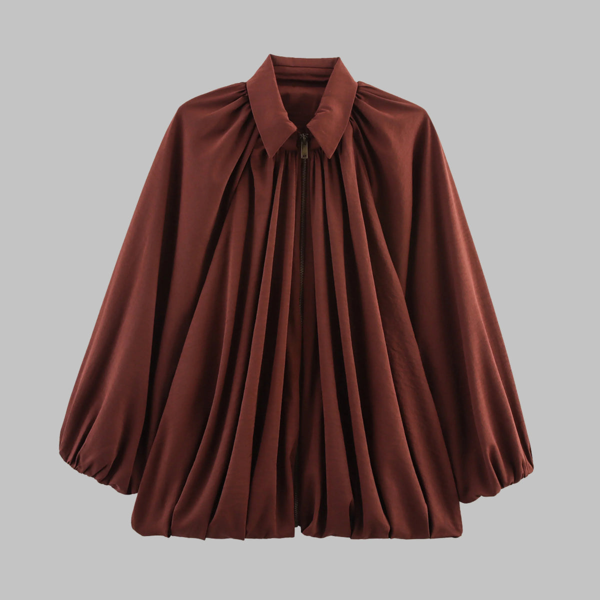 Women’s Oversized Bomber Jacket - Puffed Batwing Sleeve