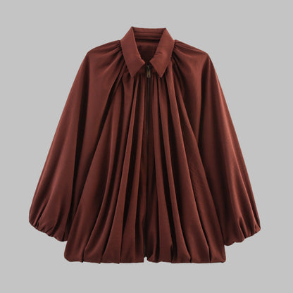 Women’s Oversized Bomber Jacket - Puffed Batwing Sleeve