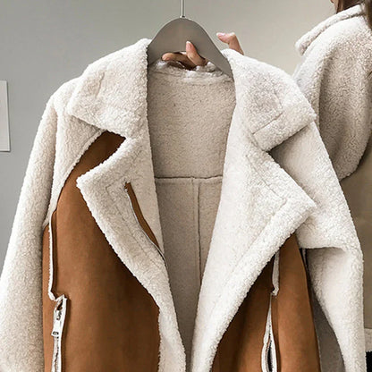 Women's Sherpa-Lined Bomber Jacket – Oversized Zip-Up